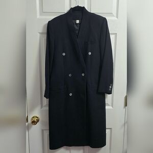 Vintage Peabody House Wool Coat Sz 7/8 Black Long Trench Lined Womens Light